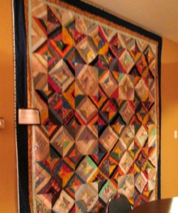 One of Dorothy's own handmade quilts, on the wall of the TRV social center