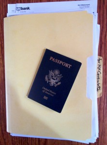 passport & yellow file