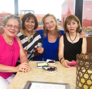 From left to right: Pamela, Maria, me, and Carmen, at the Luna Bar last week