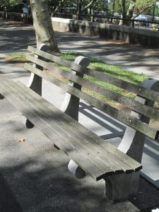 A bench in Riverside Park today