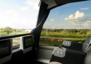 A view of the countryside from the upper deck