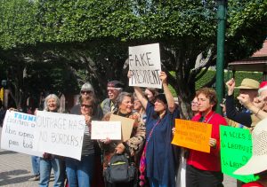 Writers Resist demonstrators in the Jardin, San Miguel de Allende, MX, January 15th