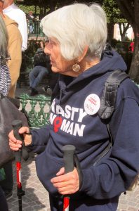 A proud "Nasty Woman" at the demonstration